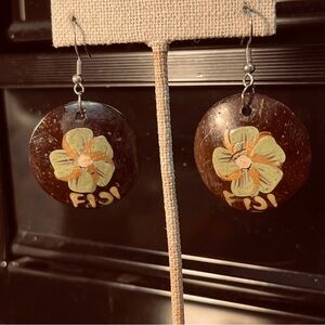 Fuji Painted Coconut Earrings